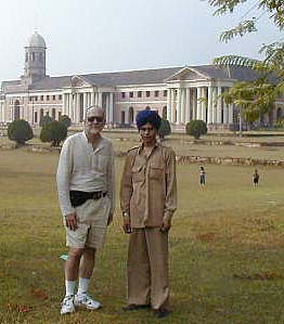 Allen and Raj in DehraDun with the Forest Research Institute building behind